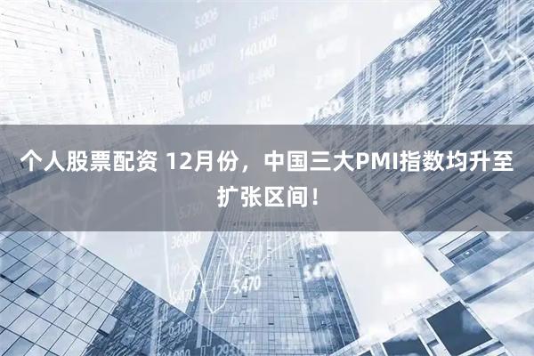 个人股票配资 12月份，中国三大PMI指数均升至扩张区间！